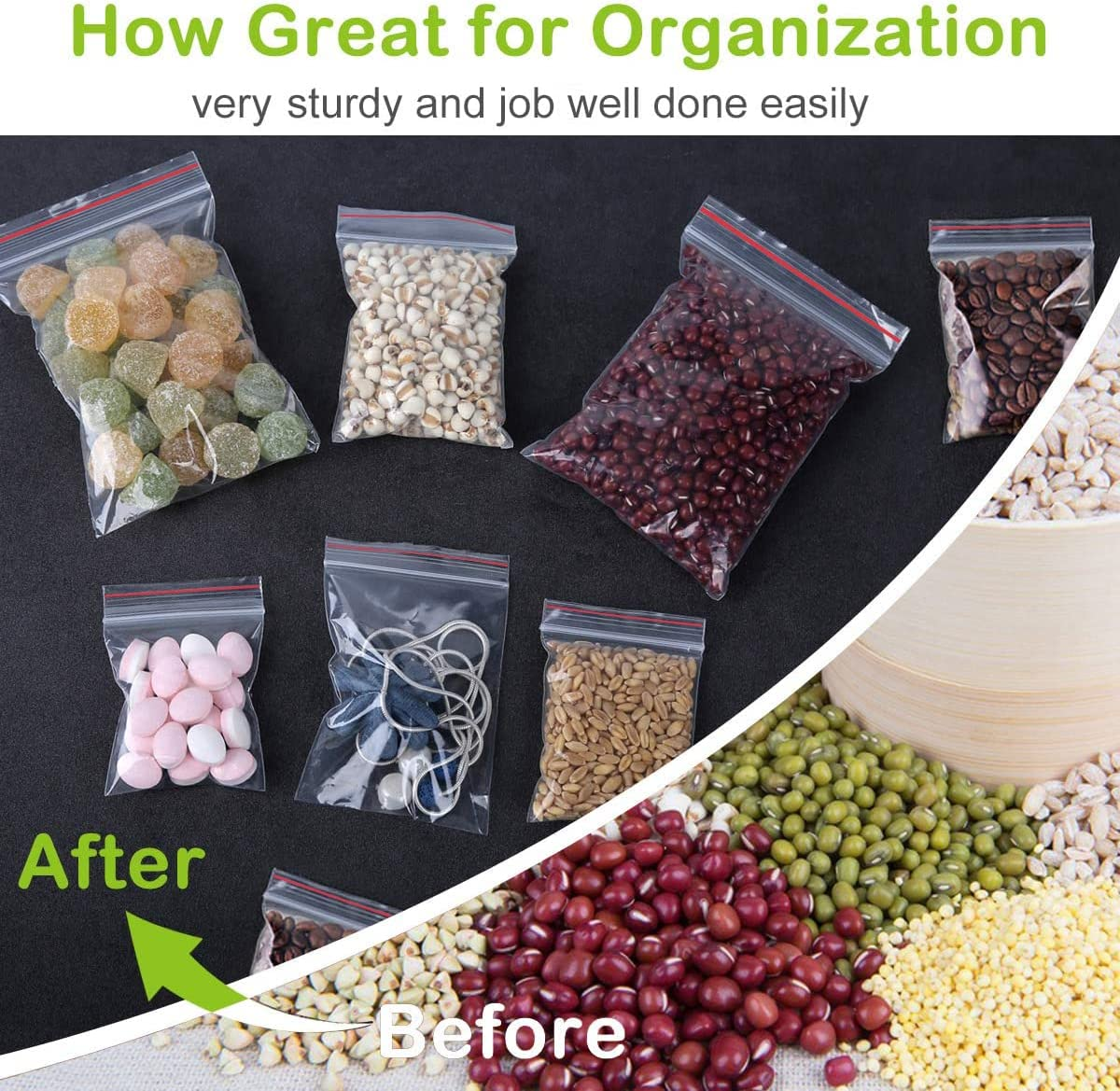 100Pcs Clear Plastic Ziplock Bags Resealable Poly Food Storage Packing Bags for Jewelry, Candy, Nut (12Cm*17Cm) image number 3