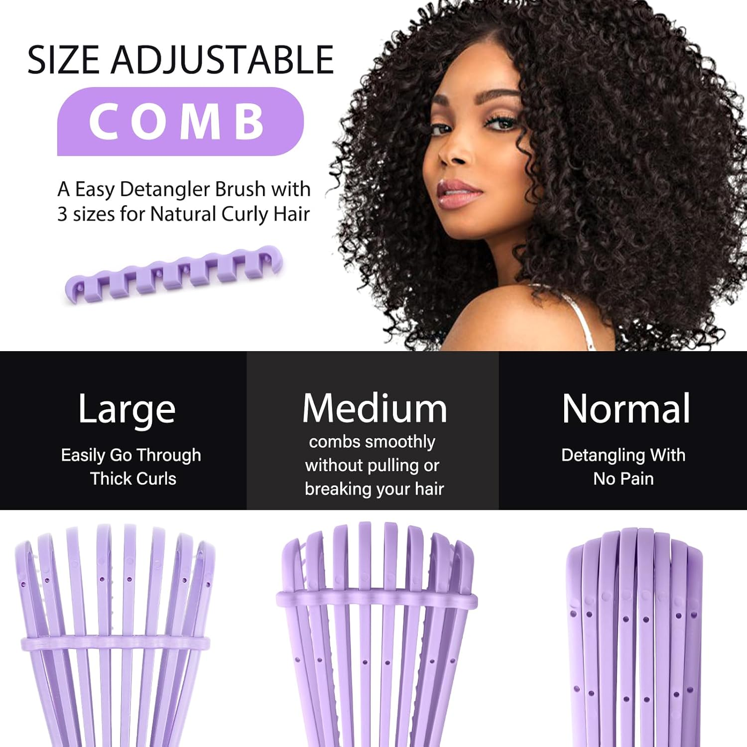 2 Pack Hair Brush Set, Hair Brushes for Women Men Kid Wet Dry Curly Thick Thin Wavy Straight Hair, Make Hair Beautiful and Smooth(Purple) image number 4