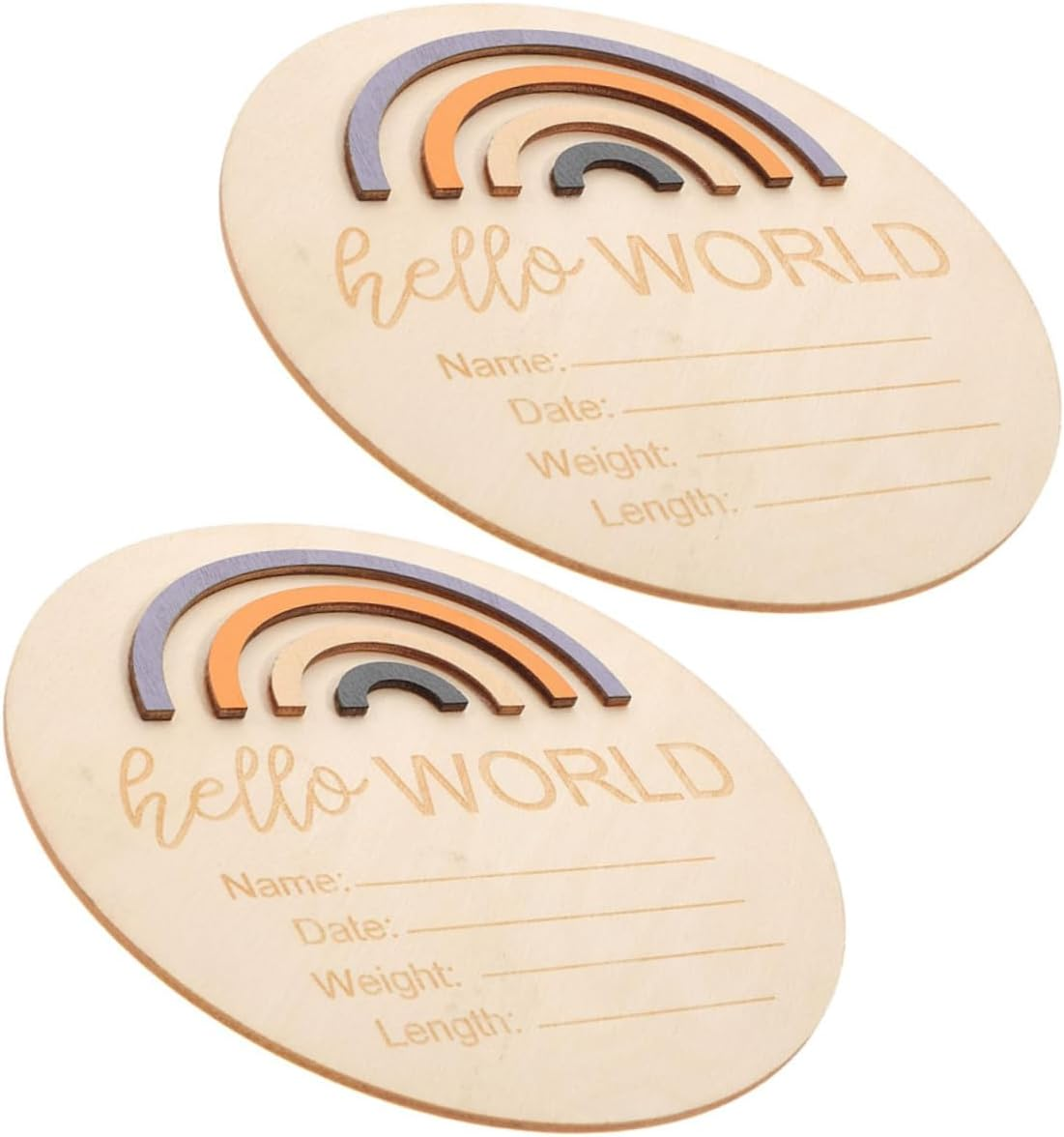 2Pcs Wooden Birth Announcement Signs round Name Plaque for Newborn Milestone Photography Props for Birth Records and Photo Decor image number 6