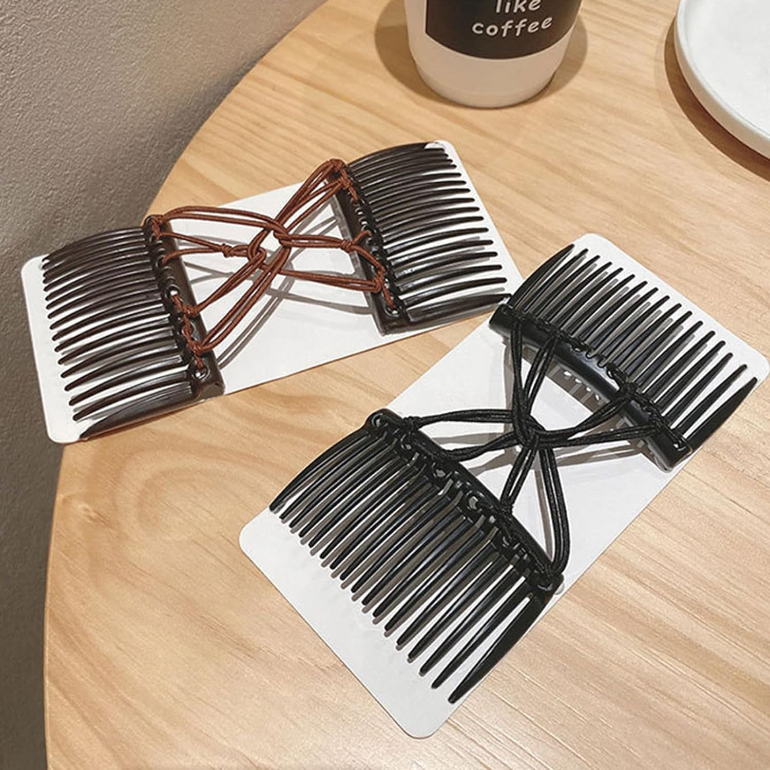 Black Adjustable Magic Hair Clip Combs, 2025 New Stretchy Double Comb Hair Clip,No Crease Hair Pins Double Slides Hairpins Combs Women Hair Styling Magic Hair Combs for Women Accessories image number 3