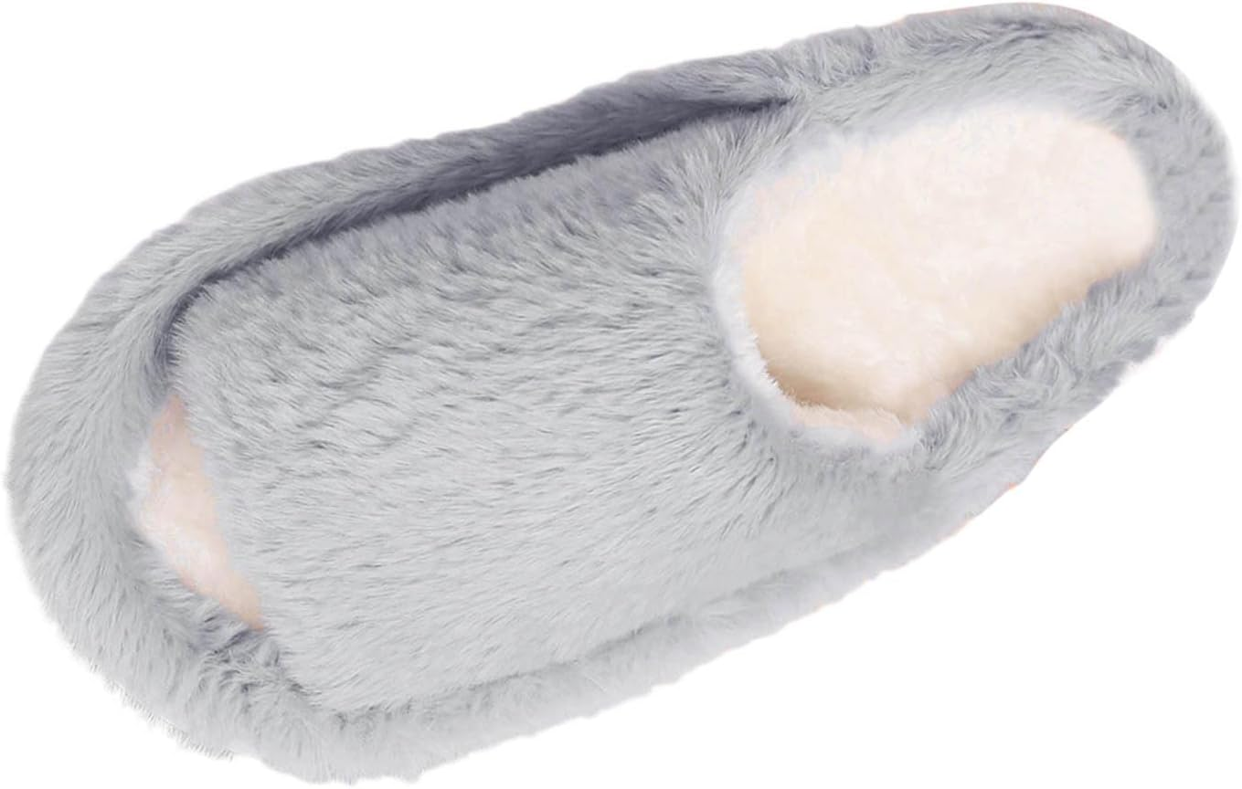 Fuzzy Fluffy Slippers for Women Cute Fur Open Toe Indoor Outdoor Slippers Soft Cozy Warm House Shoes Comfy Bedroom Slippers Adult