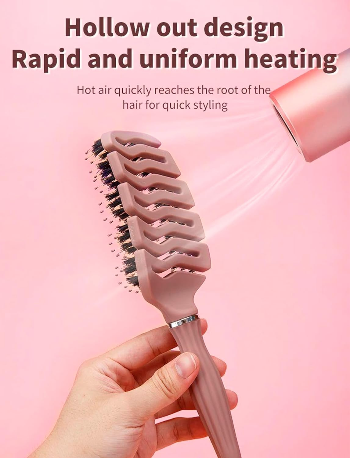 Roxlmed Detangler Hairbrush for Curly Hair Vented Bristle Scalp Massager Comb for Women and Men (Pink, 1P) image number 1