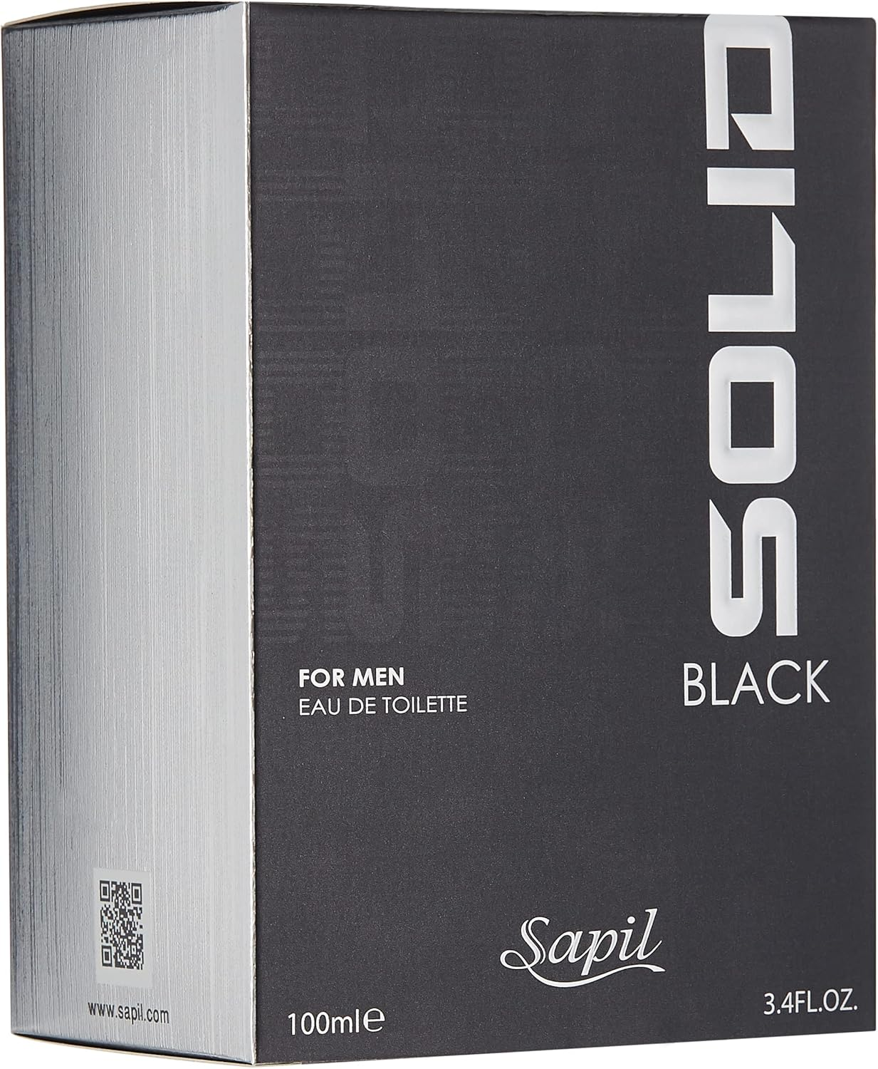 Sapil Solid Black - EDT Spray for Men - Powerful and Exotic Eau De Toilette - Long Lasting and Addictive Cologne - Opens with Citrus Notes - Perfect for Date Night or Evening Out - 3.4 Oz