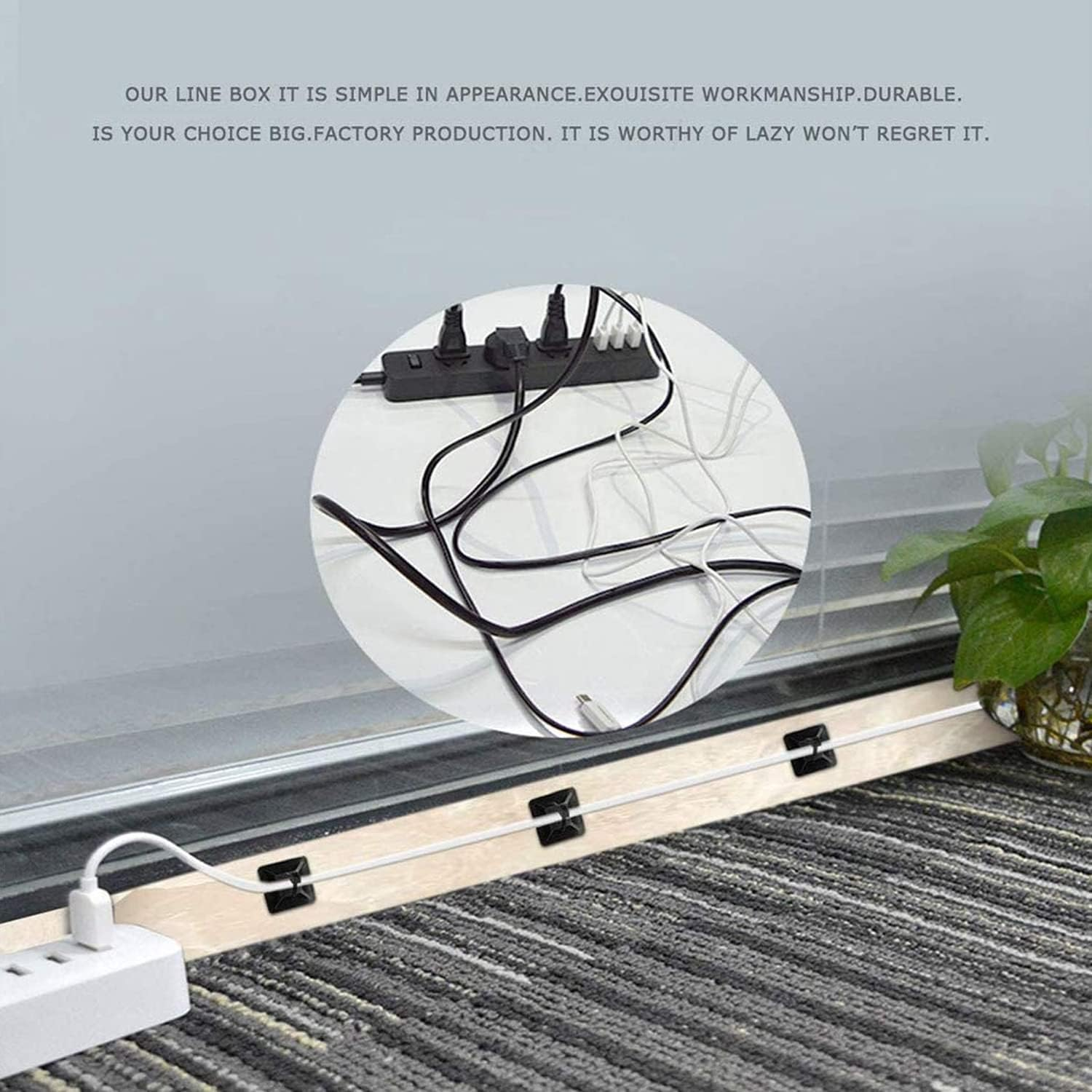 100Pcs Self Adhesive Cable Wire Zip Tie Mounts Base Clamps Clips Black 18X18 image number 2