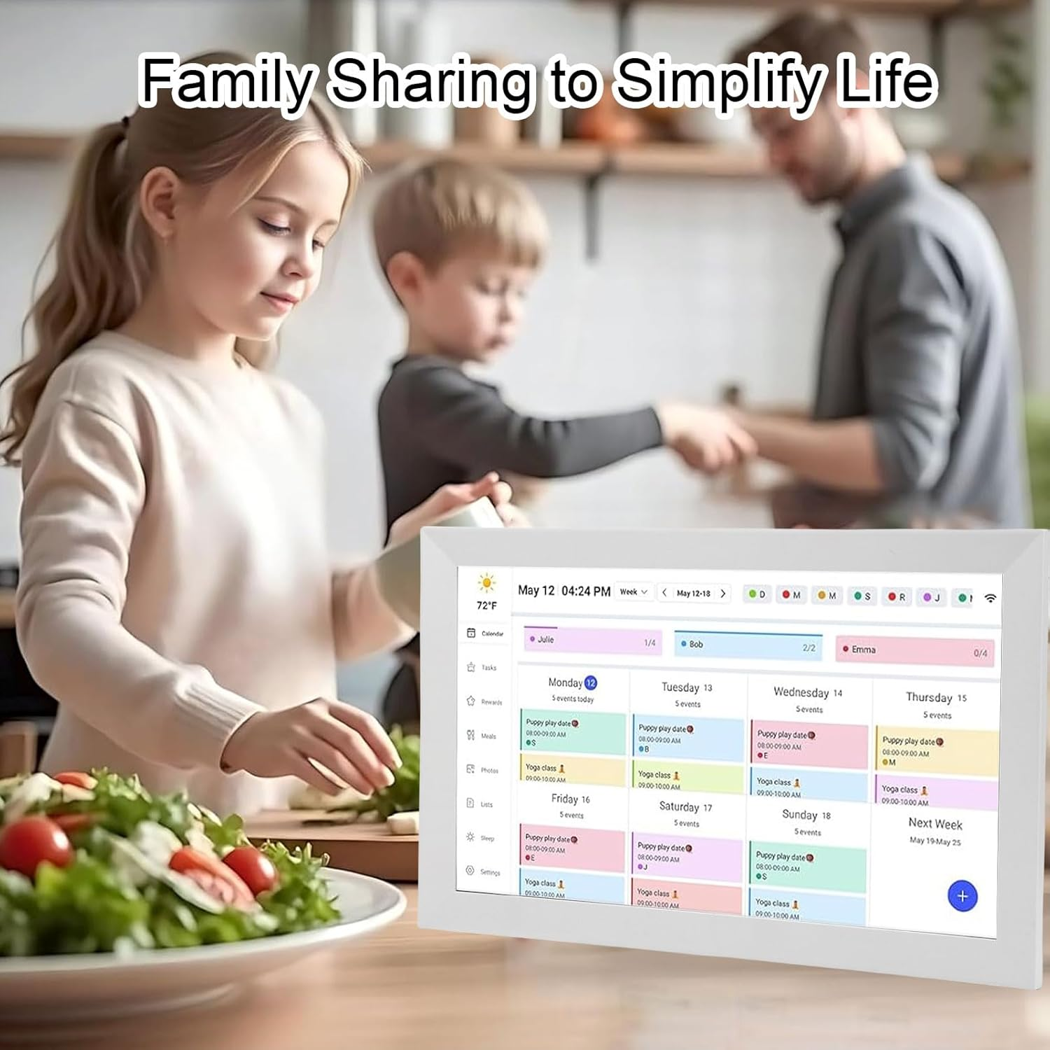 15.6" Digital Calendar Chore Chart, 1080P Full HD Interactive Touchscreen, Smart Family Planner, Hearthdisplay Digital Calendar Wall Desk Mountable (AU) - Black image number 3