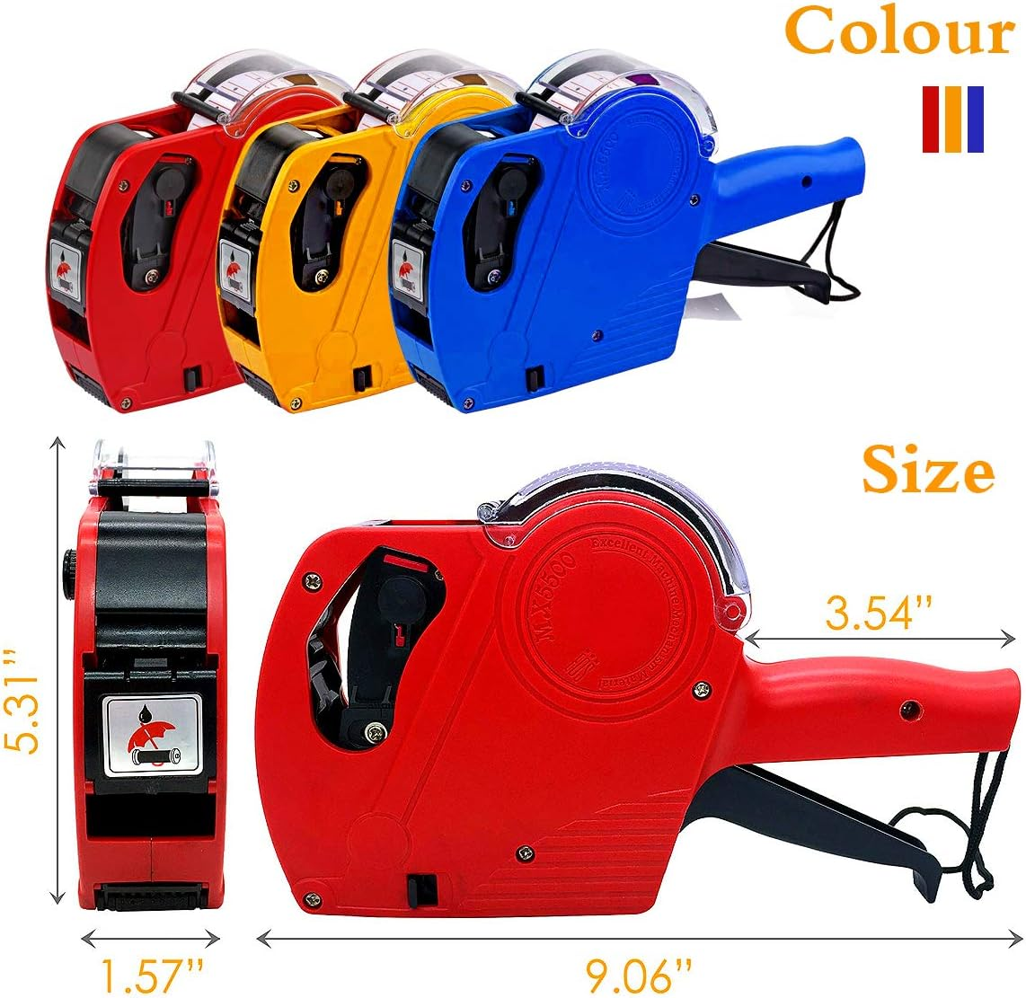 MX-5500 8 Digits Price Tag Gun with 5000 Sticker Labels and 3 Ink Refill, ANDERSE Label Maker Pricing Gun Kit Numerical Tag Gun for Office, Retail Shop, Grocery Store, Organization Marking Blue image number 5