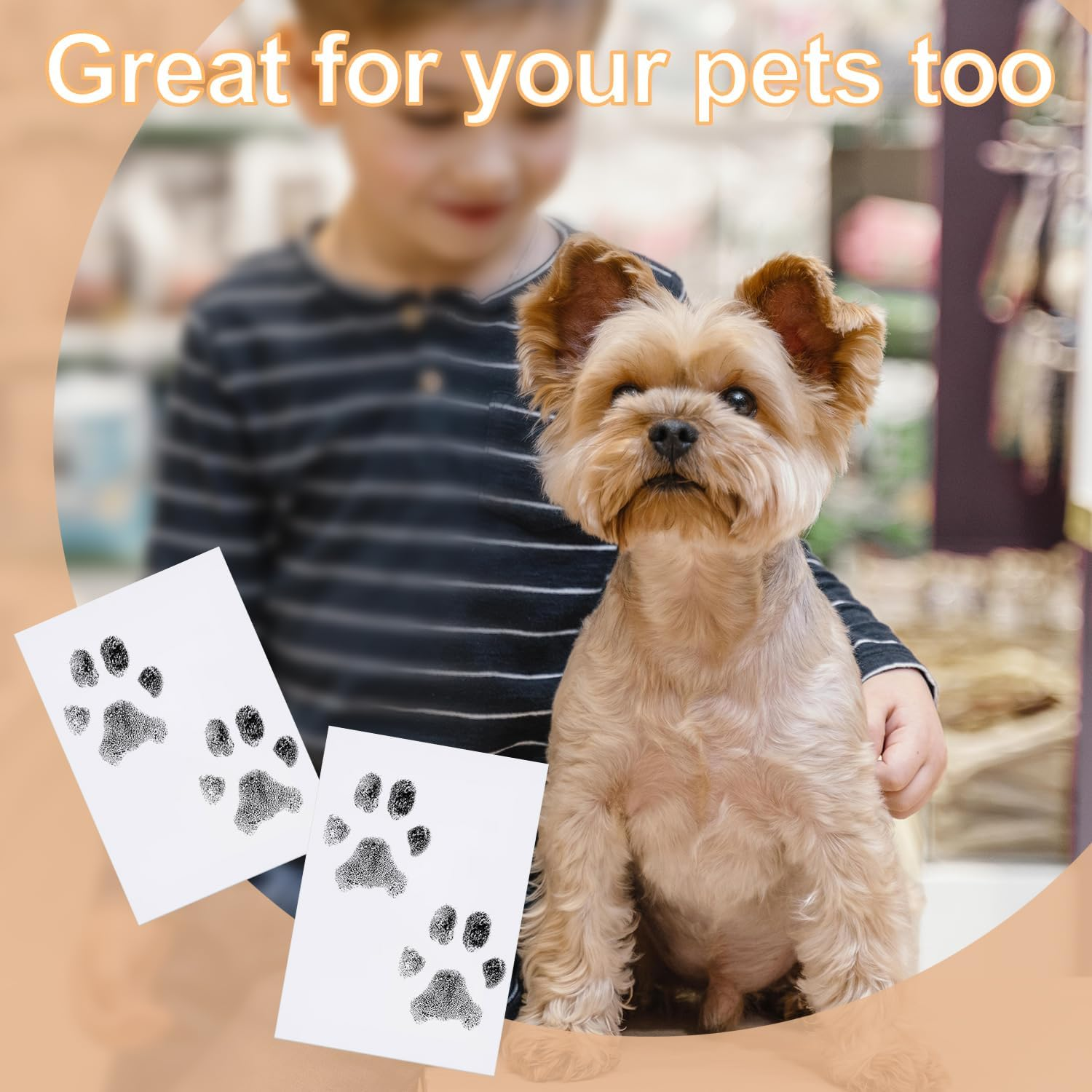 Inkless Baby Print with 4 Ink Pads and 8 Imprint Cards,Baby Hand and Footprint Kit, H HOME-MART Premium No-Mess Ink Free Print Pads Baby Footprint Kit for Baby Dog Paw Print Kit,Dog Nose Print Kit,Safe and Non-Toxic Ink image number 1