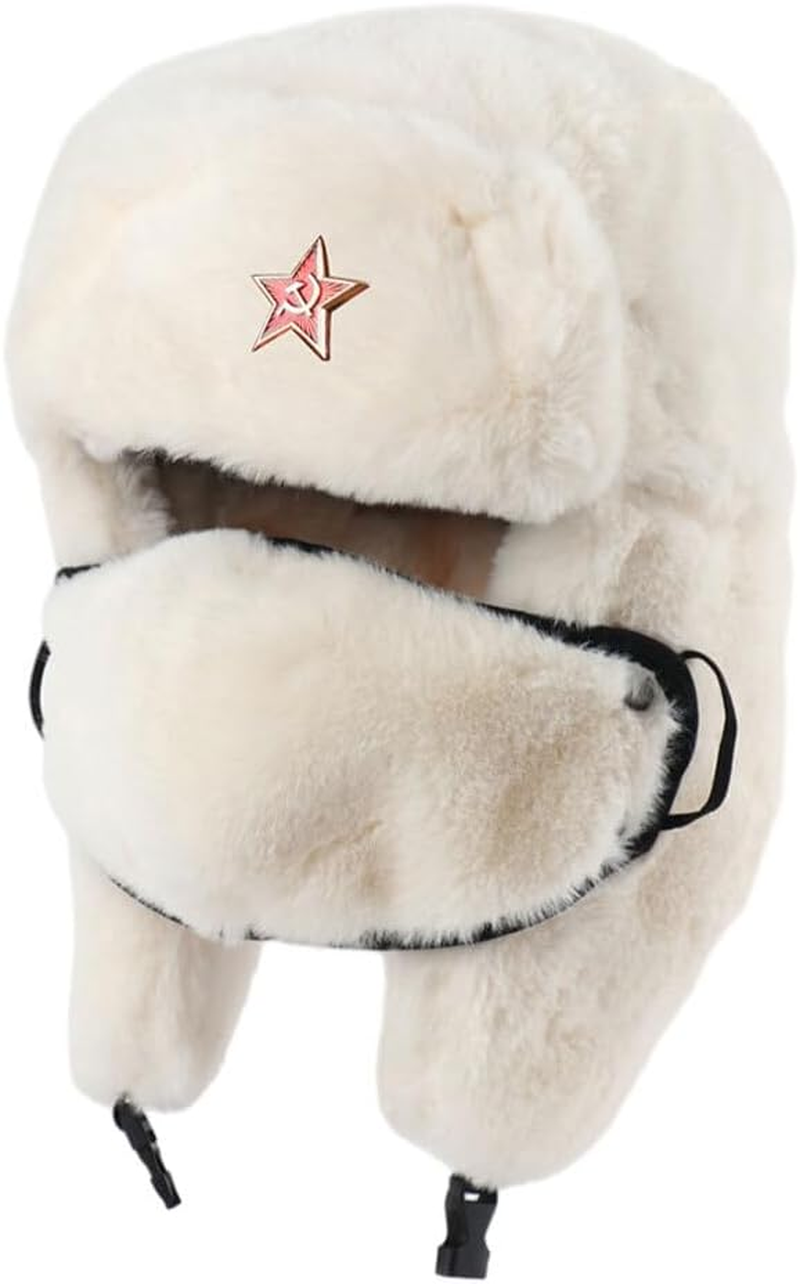 SUIOPPYUW Menwinter Thermal Bomber Hats Warm in Style Caps Men Women Russia Ushanka Hats Women Men Badge Russia Hat