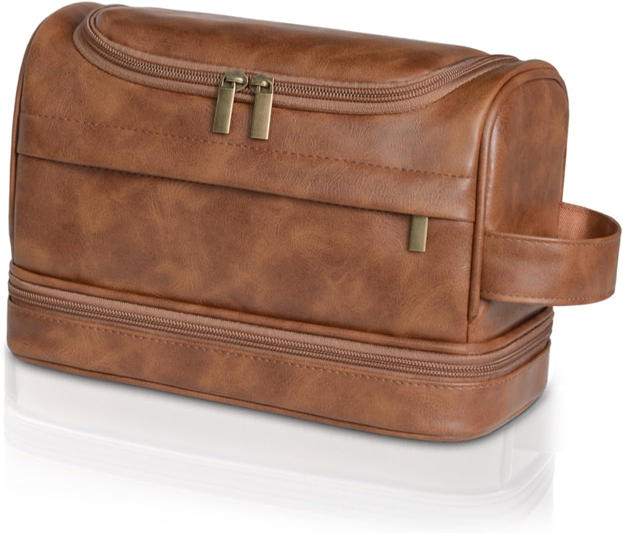 Toiletry Bag for Men, Large Leather Travel Pouch Bag with Hanging Hook,Travel Essentials Dopp Kit, Men'S Shaving Grooming Kit,Gifts for Father, Dad, Boyfriend, Grandpa, Shaving Kit