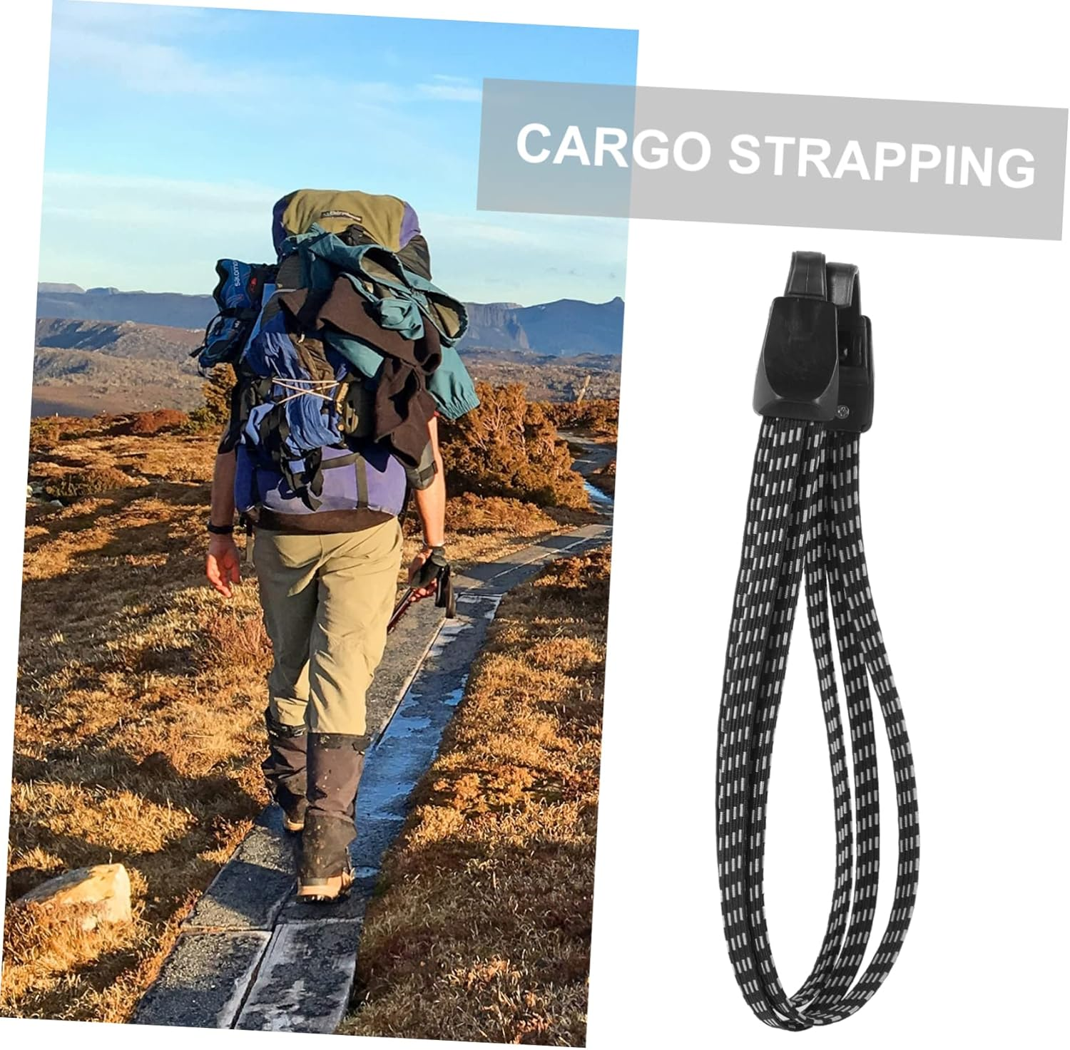 WESIEVYA Black Elastic Bungee Cord with Hooks Bike Luggage Strap Heavy-Duty Cargo Tightening Strap for Outdoor Cycling and Travel image number 5