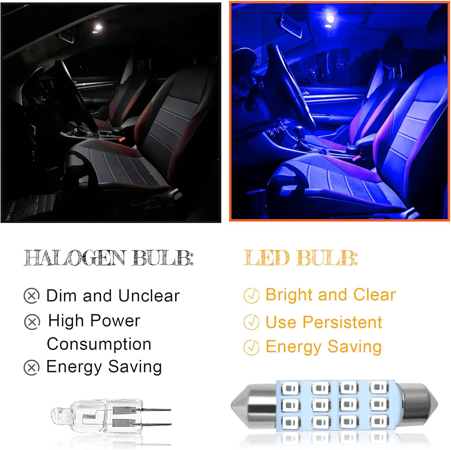 YOGEIER Car Led Bulb, Car Led Combination Set of 24 Sets, Used for Car Interior Lights, Indoor Map Dome Lights, Trunk Lights, License Lights, Etc. (Blue) image number 4