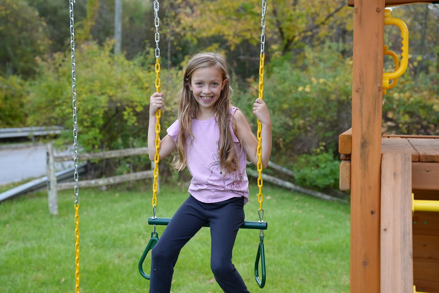 Eastern Jungle Gym Heavy-Duty Ring Trapeze Bar Combo Swing,Large 20" Trapeze Bar with Coated Swing Chains 43" Long image number 4