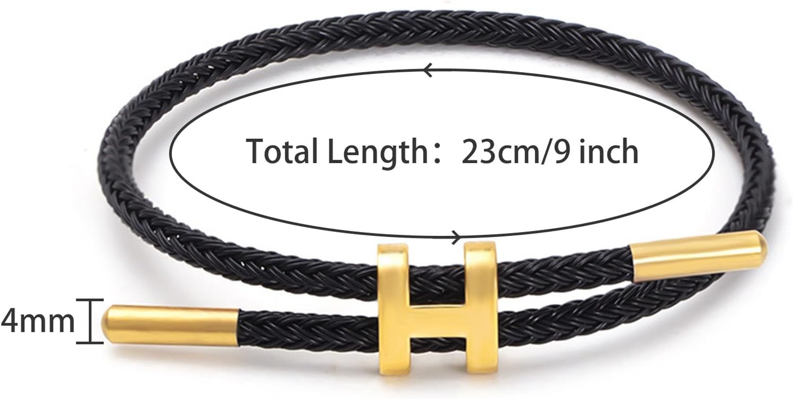 Simple Titanium Rope Steel Wire Bracelet with Adjustable Design Polished H Shape Clasp Bracelet Outdoor Casual Minimalist Fashion for Women Men (Black) image number 5
