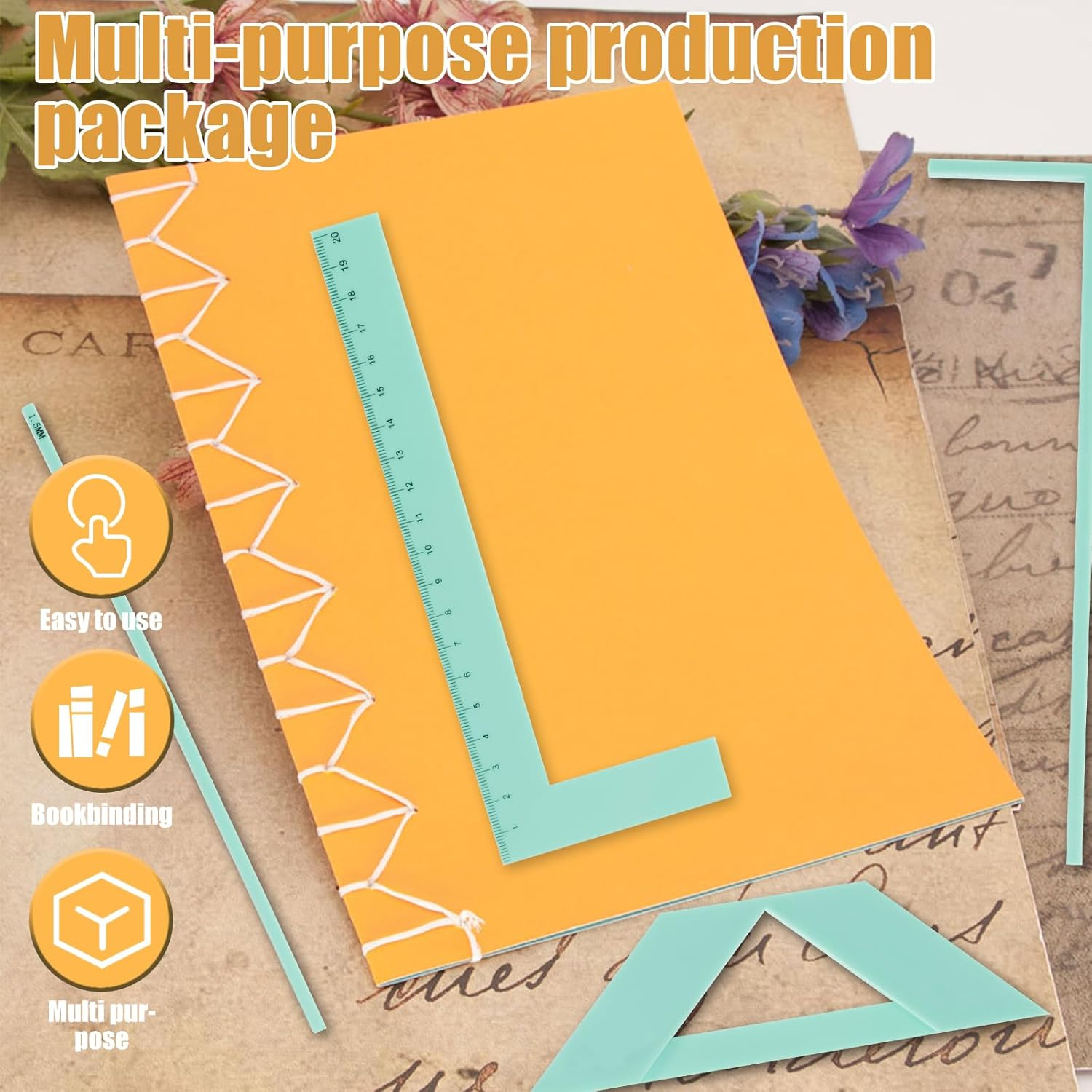 Book Binding Package, Bookbinding Kit, Bookbinding Tool, Plastic Positioner Ruler for Efficient Production Convenient Binding Device for Handbook Cover Production (Style 1) image number 5