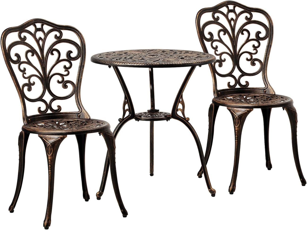 Livsip Outdoor Table and Chairs Furniture 3Pcs Aluminium Patio Dining Set-Bronze - Crown-Bz image number 4