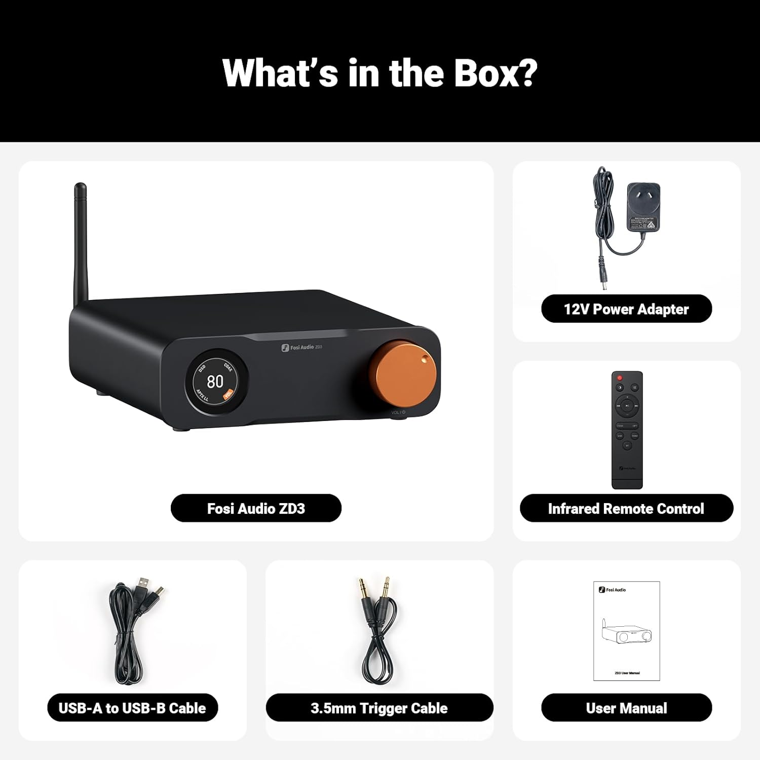 Fosi Audio ZD3 Desktop DAC Preamp, Fully Balanced Digital to Analog Audio Converter with ES9039Q2M for Home Stereo Amplifier, Bluetooth/Usb/Optical/Coax/Tv HDMI ARC Input, XLR/RCA Output with Remote image number 3