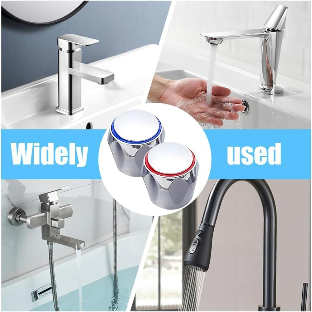 Faucet Handle Replacement Set, 2-Piece Hot and Cold Water Knobs, Kitchen and Bathroom Tap Controls image number 5