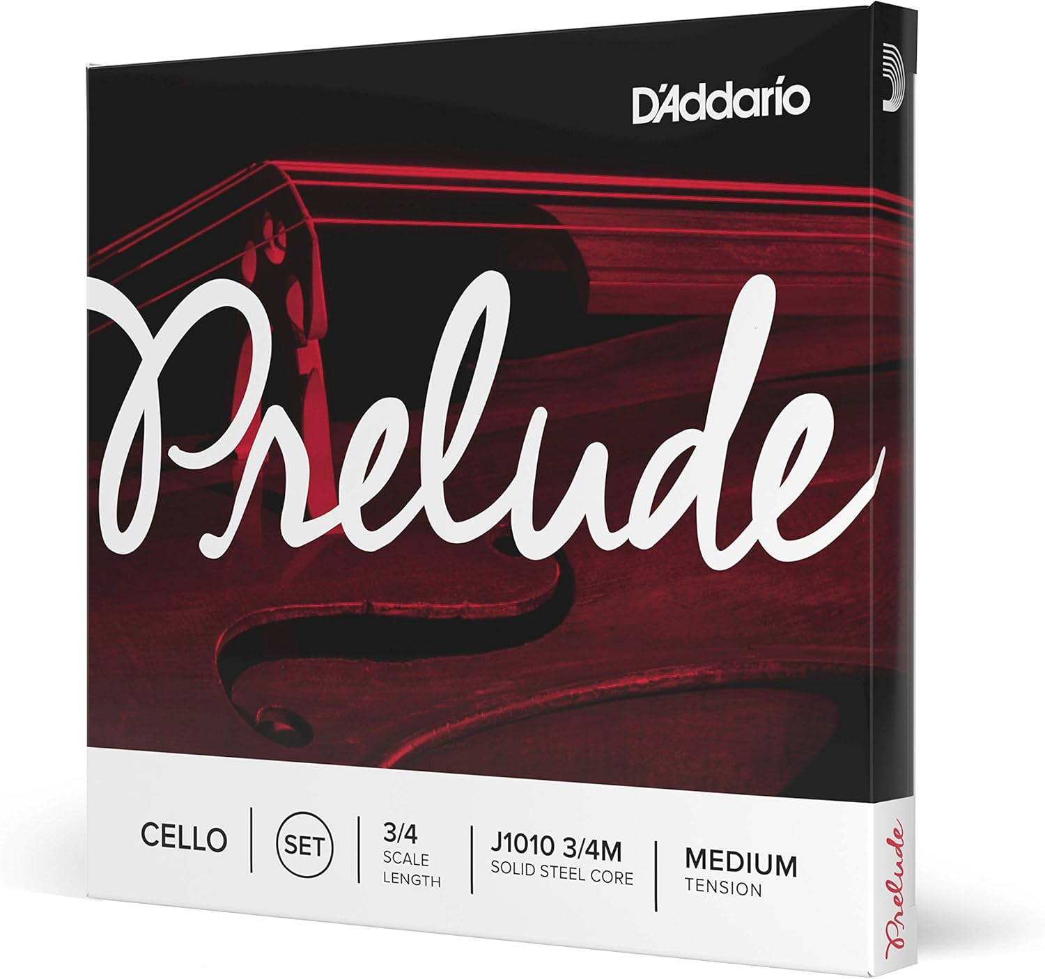 D Addario J1010 Prelude Cello String Set, 3/4 Scale Medium Tension (1 Set) Solid Steel Core, Warm Tone, Economical, Durable Educator S Choice for Student Strings Sealed Pouch Prevents Corrosion image number 1