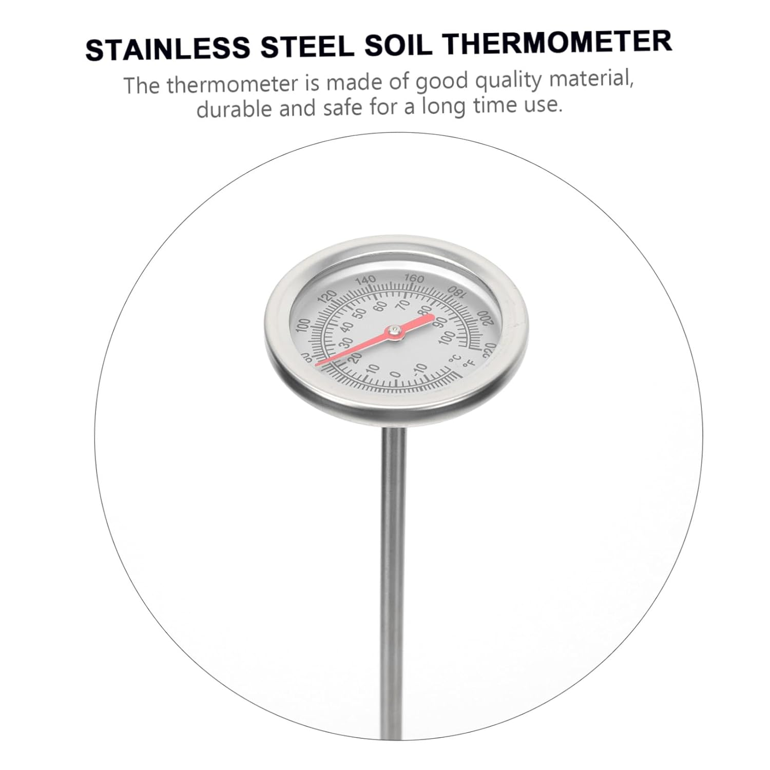 STAHAD Stainless Steel Soil Thermometer Long Probe 50Cm Compost Temperature Sensor for Gardening and Backyard 10 to 100&deg;C/0 to 220&deg;F Temperature Measuring Tool image number 3