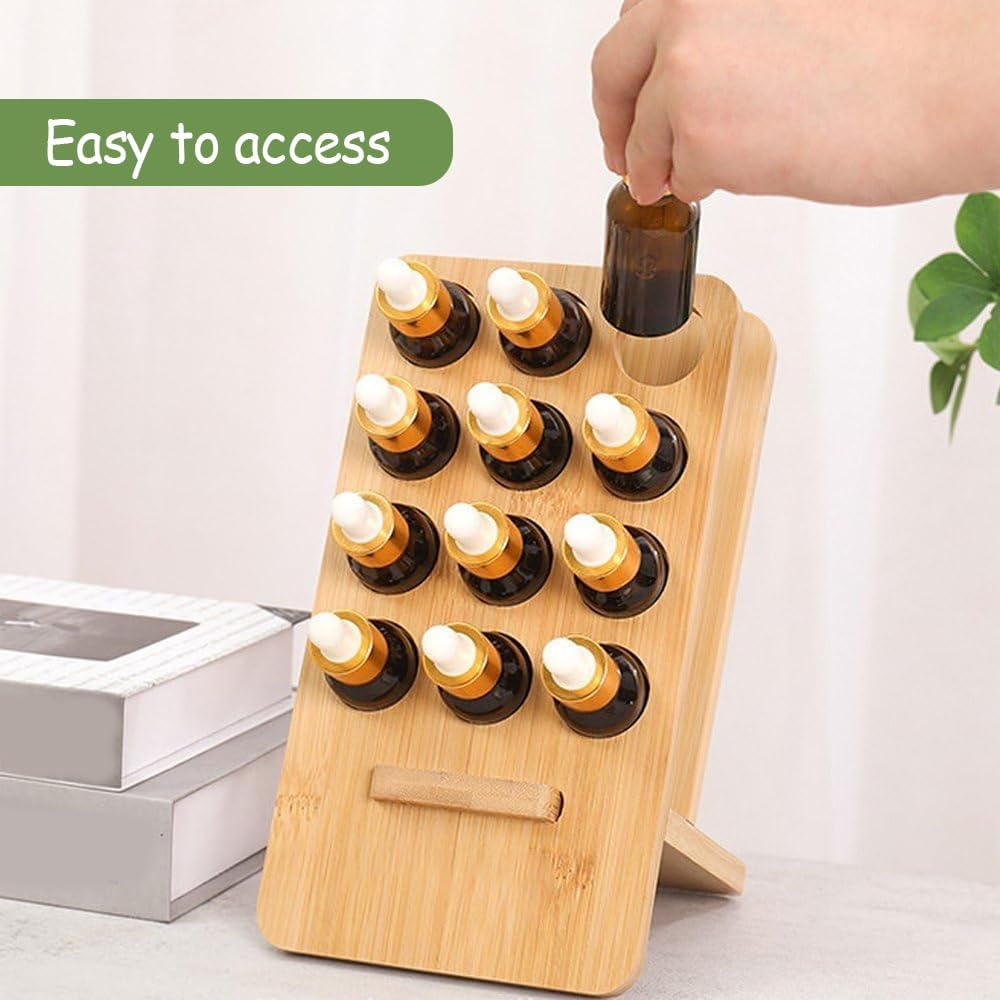 Essential Oil Stand Set of 2,12-Compartment Wooden Essential Oil Storage Rack,With Stable Design,Aromatherapy Display Storage Rack,For Lipsticks,Lip Glosses,Rollerball Perfume image number 5