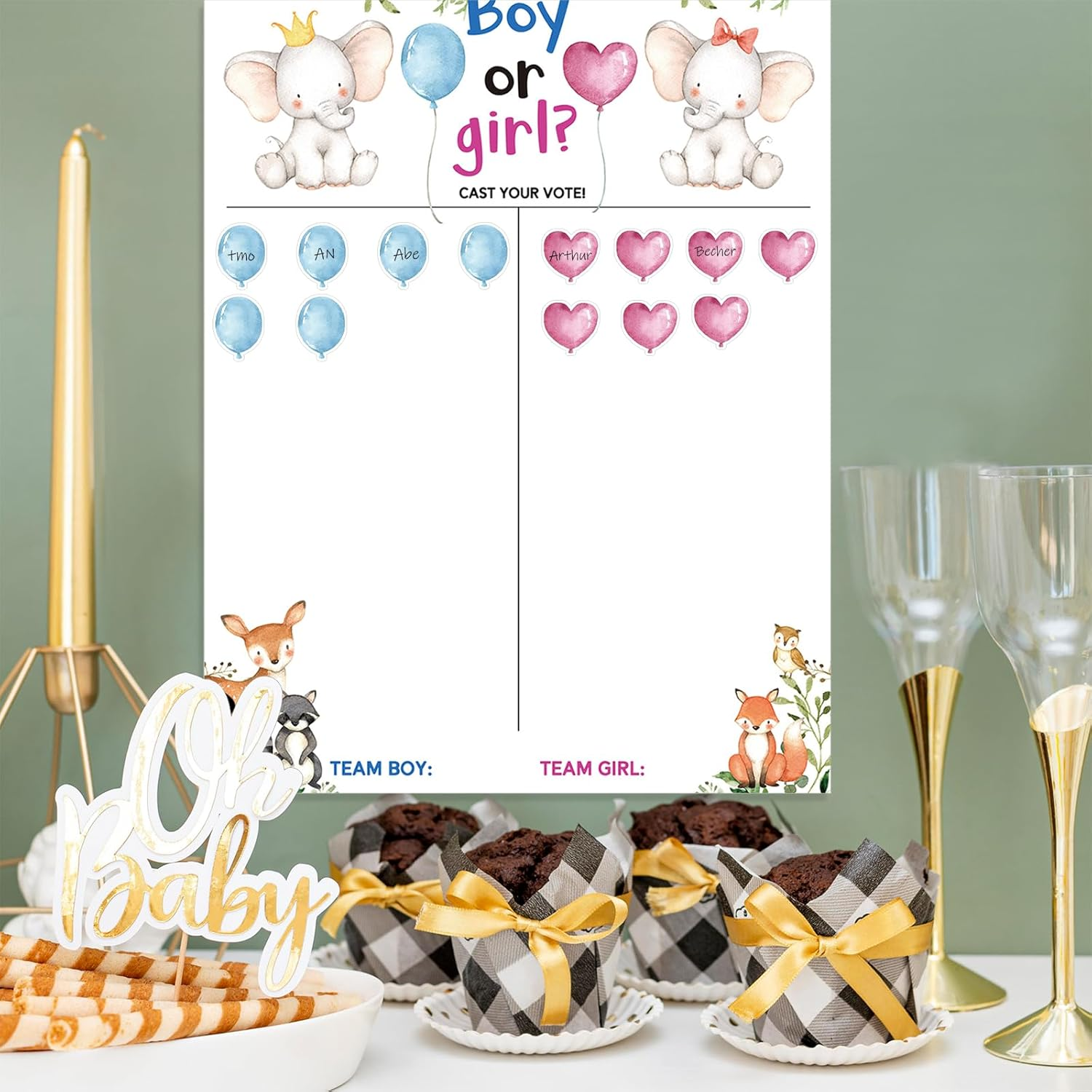 NILLOS Gender Game Props, 1 Set Gender Reveal Board for Party Supplies, Decorations (36 Voting) image number 4