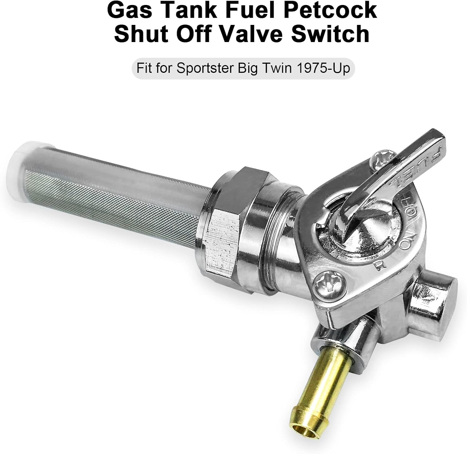 Petcock Fuel Valve 22Mm with Left Spigot 90 Outlet Shut off Valve Switch Fits for Harley Davidson Low Rider Dyna Fatboy Heritage Softail Springer Sport Glide Sportster image number 2