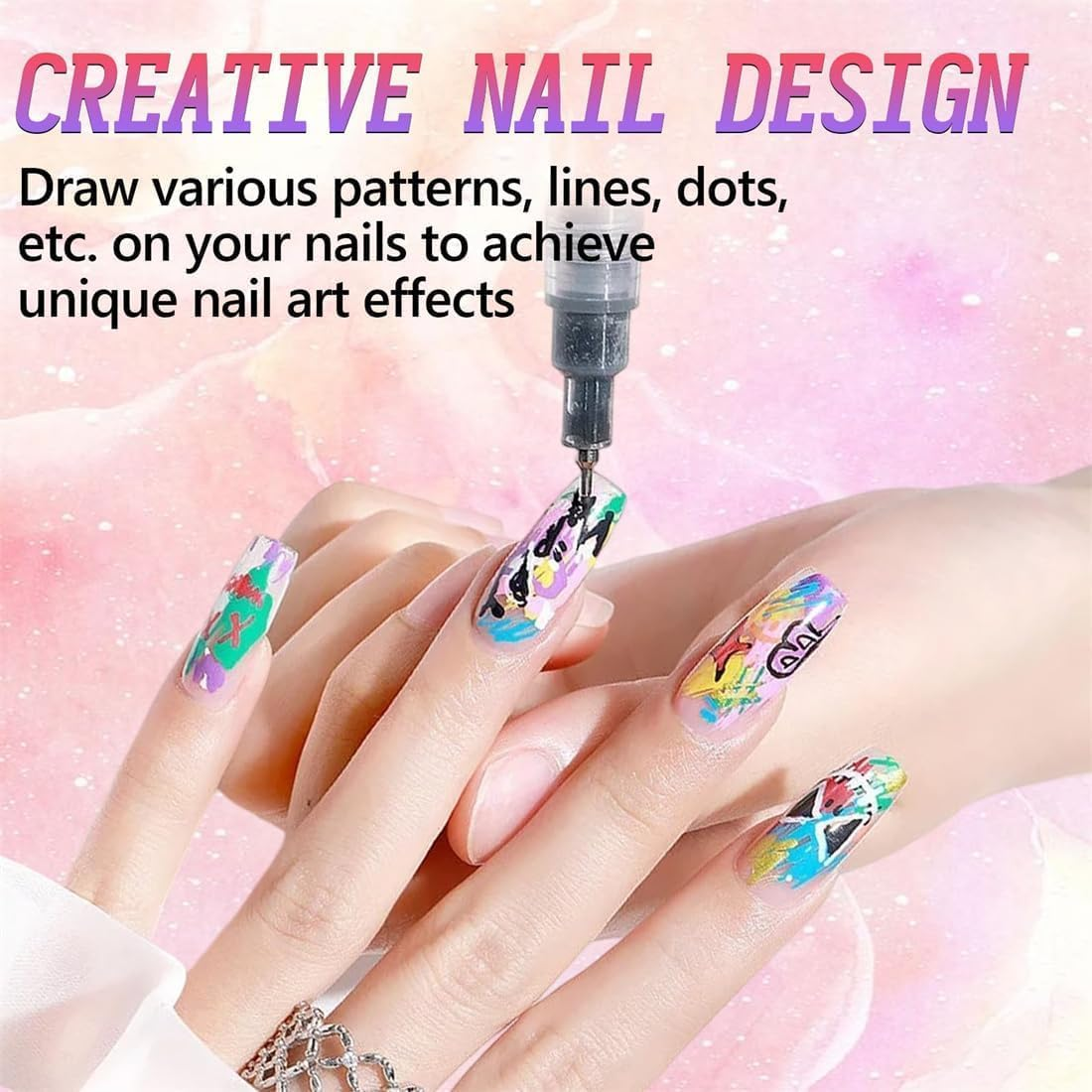 12 Colors Nail Art Pens Set, Nail Art Marker, Nail Doodle Pens, 0.5 MM Nail Polish Pens Set, Waterproof and Quick-Drying Nail for DIY Nails Art Design Manicure Tools