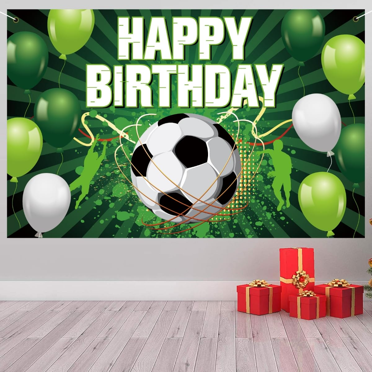 Costume Bay Happy Birthday Backdrop Banner 180 * 110 Cm Large Background Cloth Photo Party Large Decoration Sign for Birthday Party (Soccer Ball Birthday Banner, ONE)