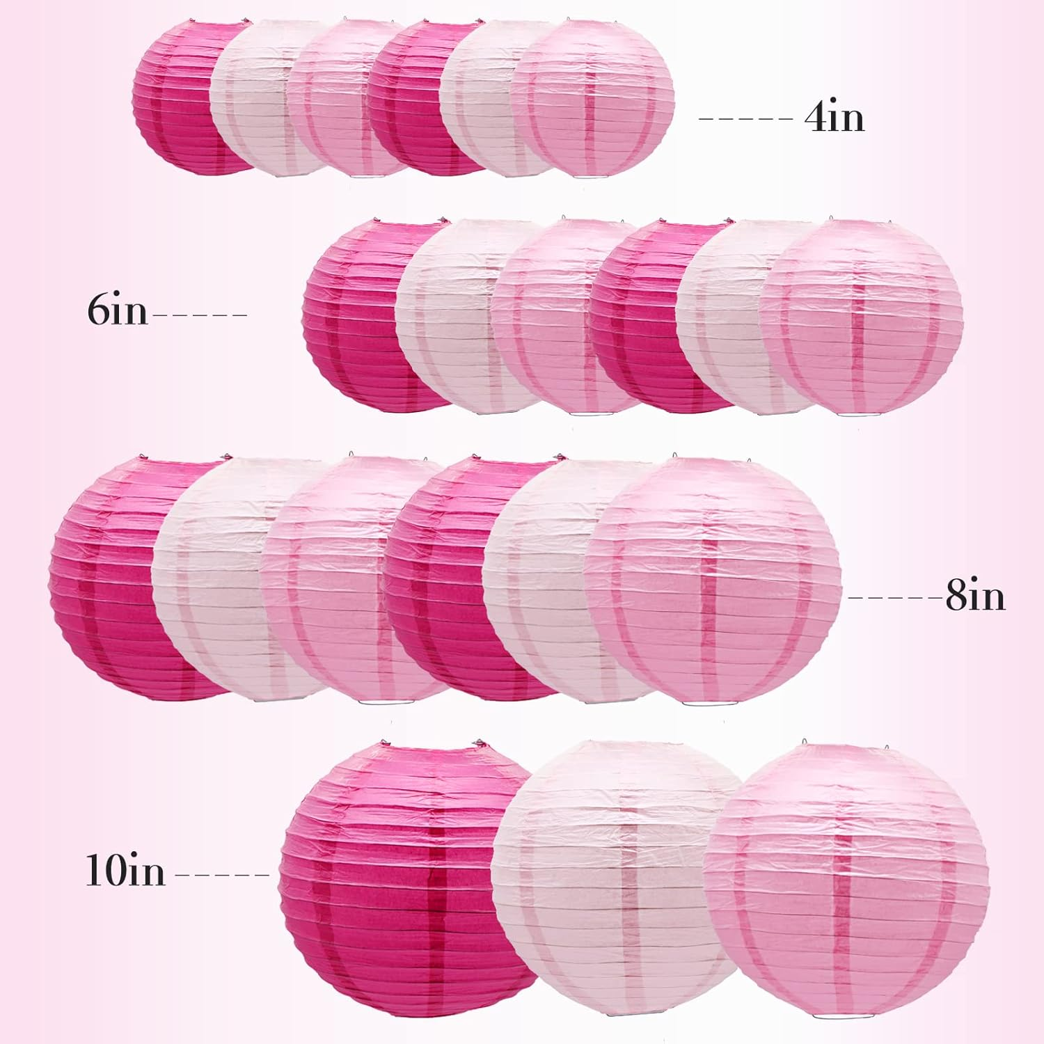 Pink Paper Lanterns Decorative, Hanging round Paper Lanterns Indoor Outdoor for Graduation Wedding Birthday Valentine'S Day Baby Showers Decorations, 21Pcs - Bean Green image number 4