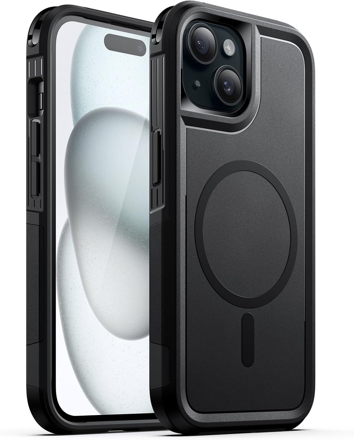 Jetech Case for Iphone 15 6.1-Inch Compatible with Magsafe, Heavy Duty Dual-Layer Rugged Protection, Shockproof Protective Tough Phone Magnetic Cover (Black) image number 3