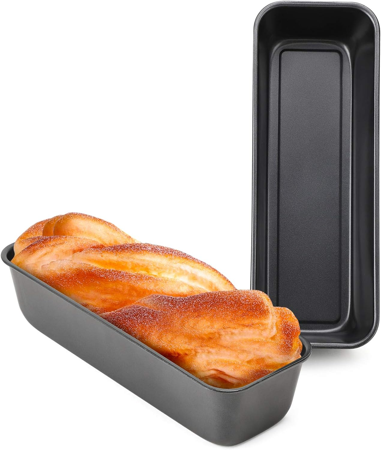 Beasea Pullman Loaf Pan 2 Pack, 1 Lb Non-Stick Bread Pan with Lid Carbon Steel Gold Toast Box Mold with Cover for Bakeware Bread, Baking Tools for Oven Baking