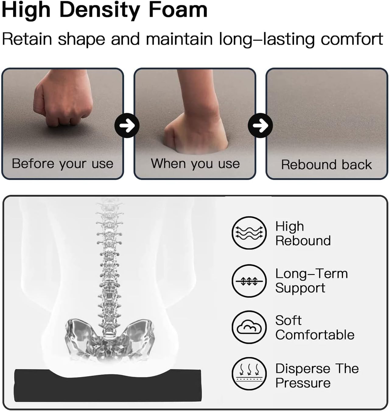 2 Set Patio Chair Cushion 48Cmx48Cm Waterproof Outdoor Seat Cushions for Patio Furniture 3-Year Color Fastness Garden Sofa Couch Chair Pads with Handle and Adjustable Straps(Light Gray) - Light Gray image number 2