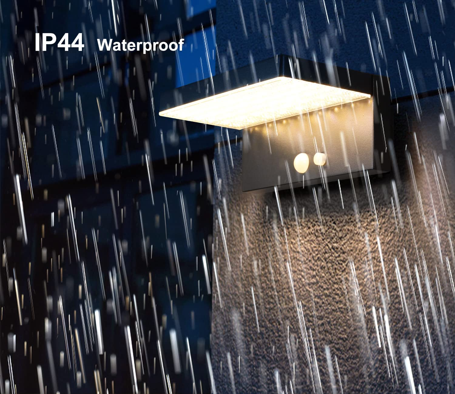 Solar Outdoor Wall Light, DAWALIGHT Motion Sensor with 3 Lighting Modes 3000K Ip44 Waterproof, Solar Light Patio Porch Decoration Aluminum Black image number 1