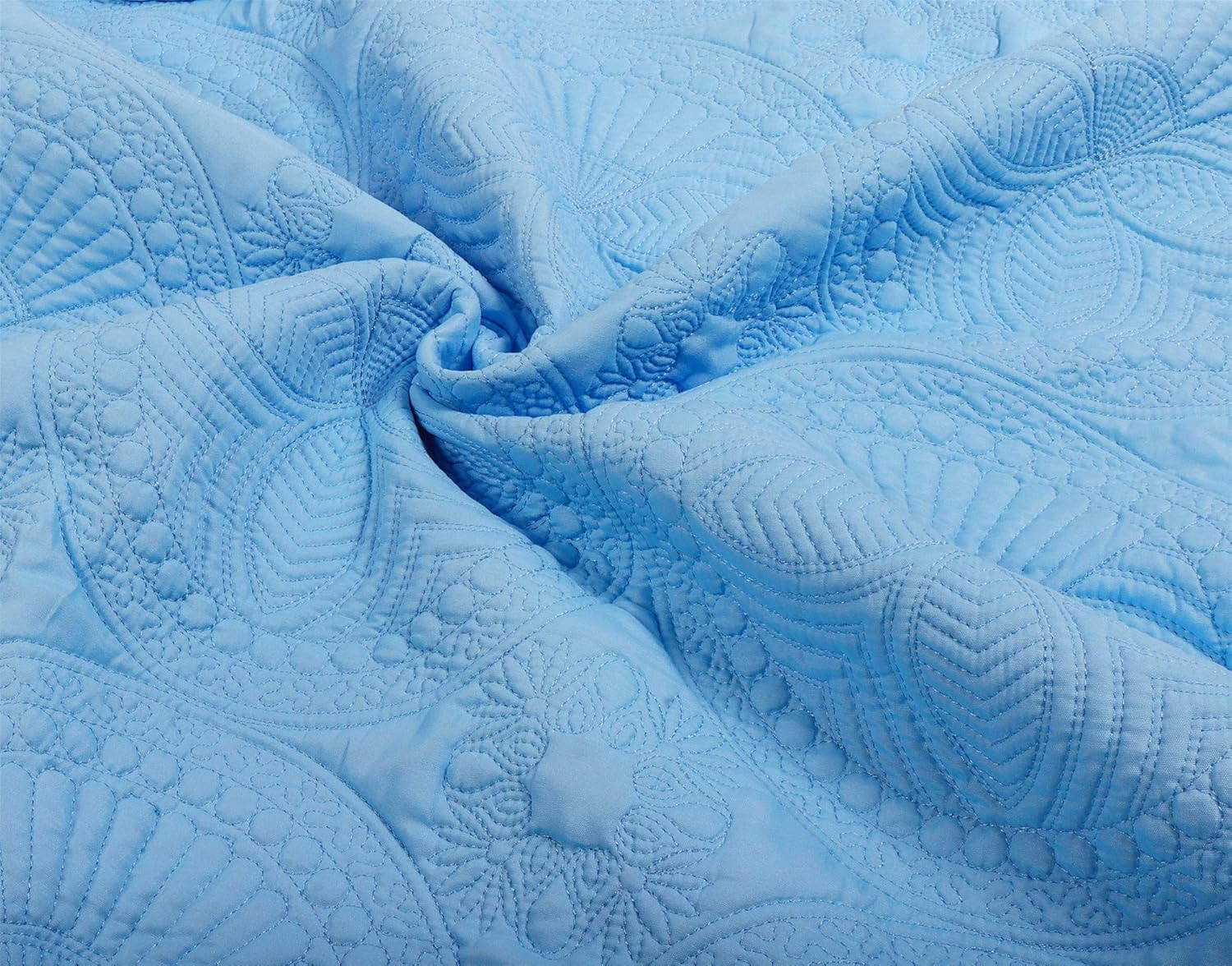 MONOBLANKS Baby Quilt Personlized Monogram Lightweight Embossed Scalloped Throw Blanket Four Seasons (Blue) image number 5