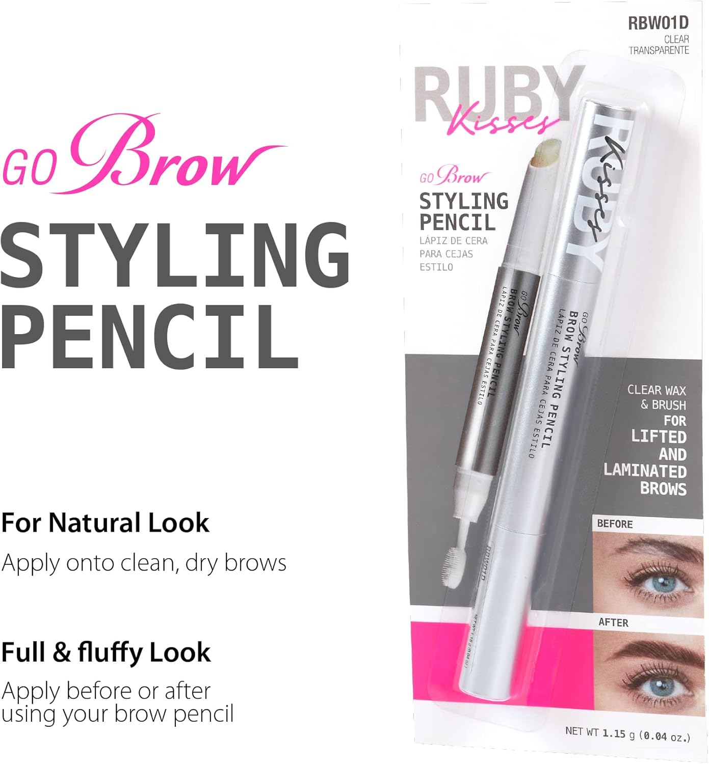 Ruby Kisses Brow Styling Pencil with Brush, Long-Lasting Eyebrow Wax, Clear Brow Shaper, Precision Sculpting & Shaping, Professional Quality, Easy Application image number 5