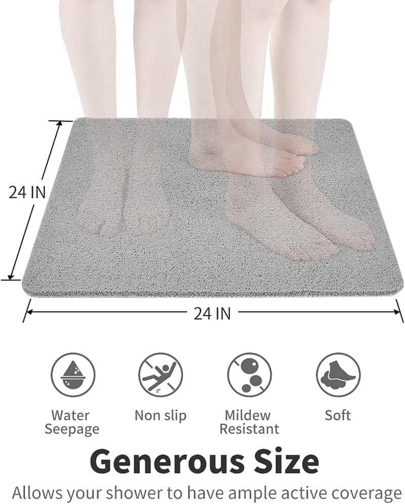 Mumoo Bear Non Slip Shower Mat, Comfortable Bath Mat for Textured Surface,Quick Drying Easy Cleaning Shower Floor Mat for Wet Area,Without Suction Cups Grey 24 X 24 Inch image number 6