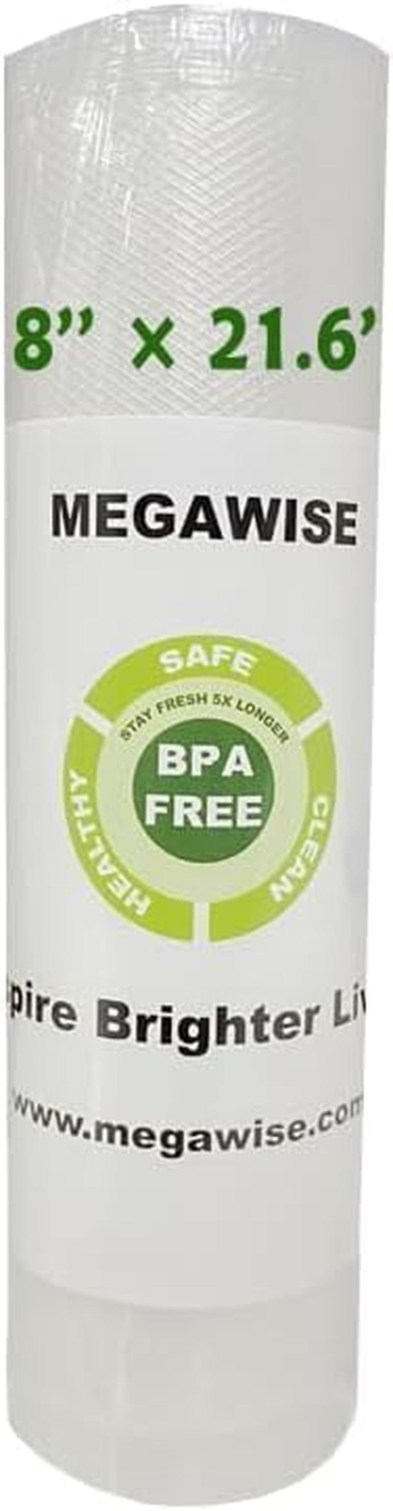 Megawise Vacuum Sealer Bags, 8-Inch Wide X 21.6 Feet Long, Compatible with Megawise & Most Vacuum Sealers, Durable & Bpa-Free Rolls for Food Storage image number 3