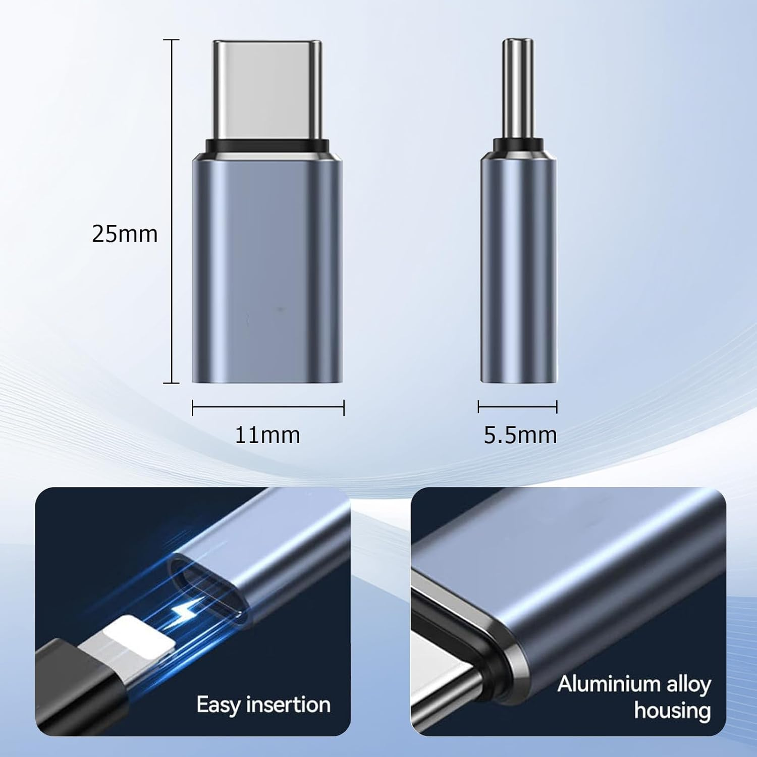 Lightning to USB C Adapter, for Iphone PD 60W Fast Charging Converter, Compatible with Iphone 15/16 Series and Other Type C Devices (2 Pack) image number 4