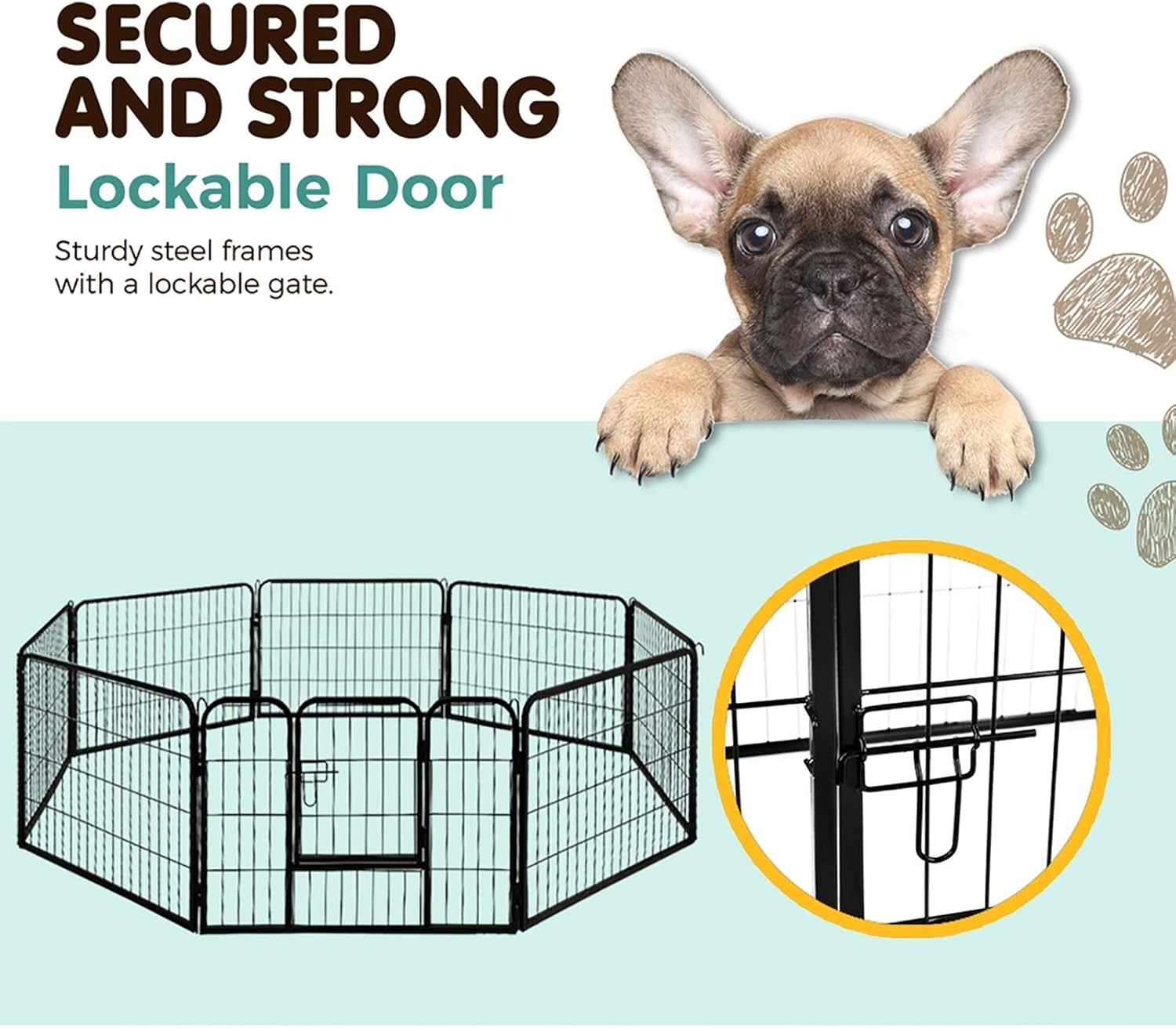 I.Pet 24" Large 8 Panel Pet Dog Playpen Rabbit Play Pen Playpens Fence Cage Cages Puppy Exercise Enclosure Crate Pets Barrier Portable Outdoor Indoor Run Gate Guinea Pig Heavy Panels Kennel - Model 1-61 X 61Cm image number 5