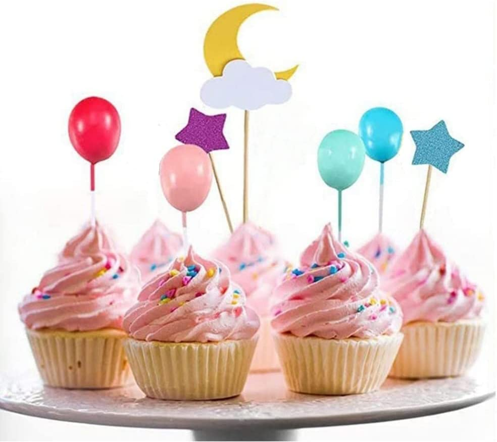 15Pcs Unicorn Cake Topper Kit, Cloud Rainbow Star Balloon Cupcake Toppers for Birthday Party Decorations, Unicorn Cake Decorations for Happy Birthday Cakes image number 2