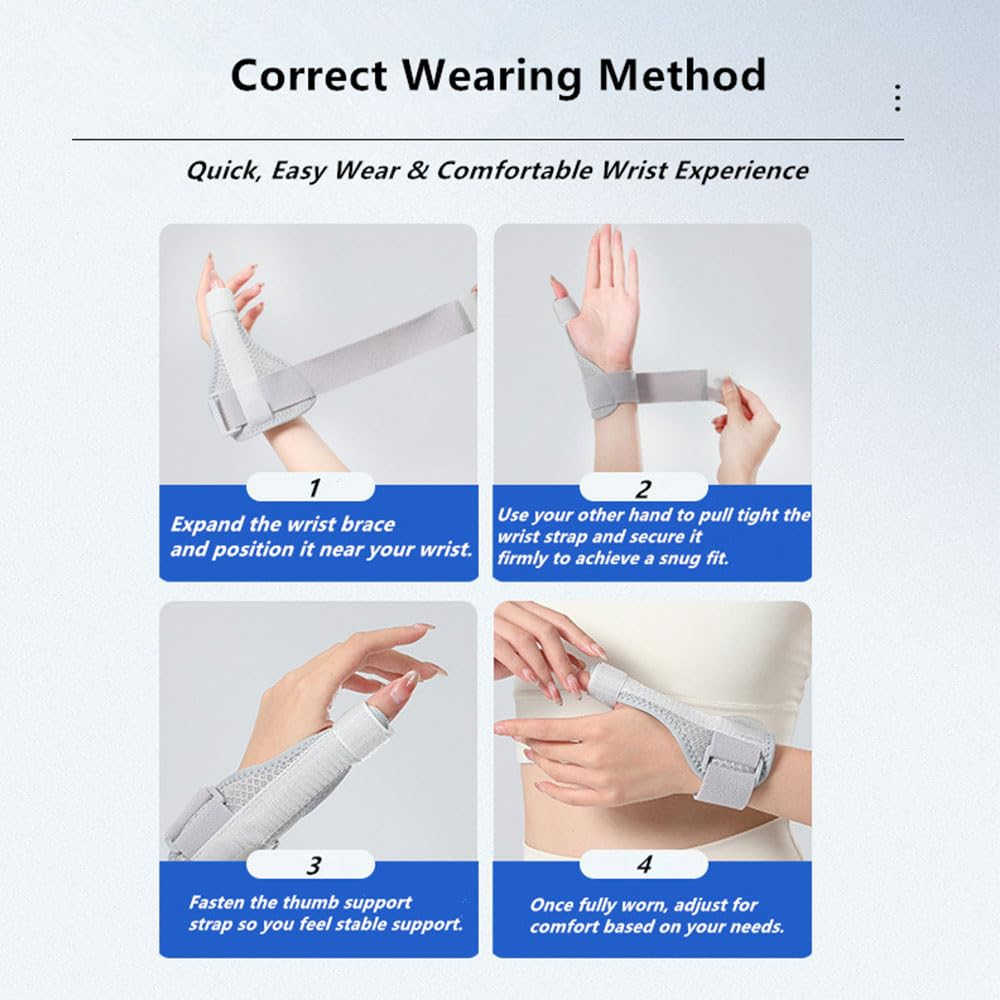 Thumb Brace for Arthritis & Sprains - Reversible Thumb Spica Splint,Adjustable Wrist Support for for De Quervains Tenosynovitis, Tendonitis , Carpal Tunnel and Recovery- Fits Left/Right Hands, Men & Women,Black image number 2