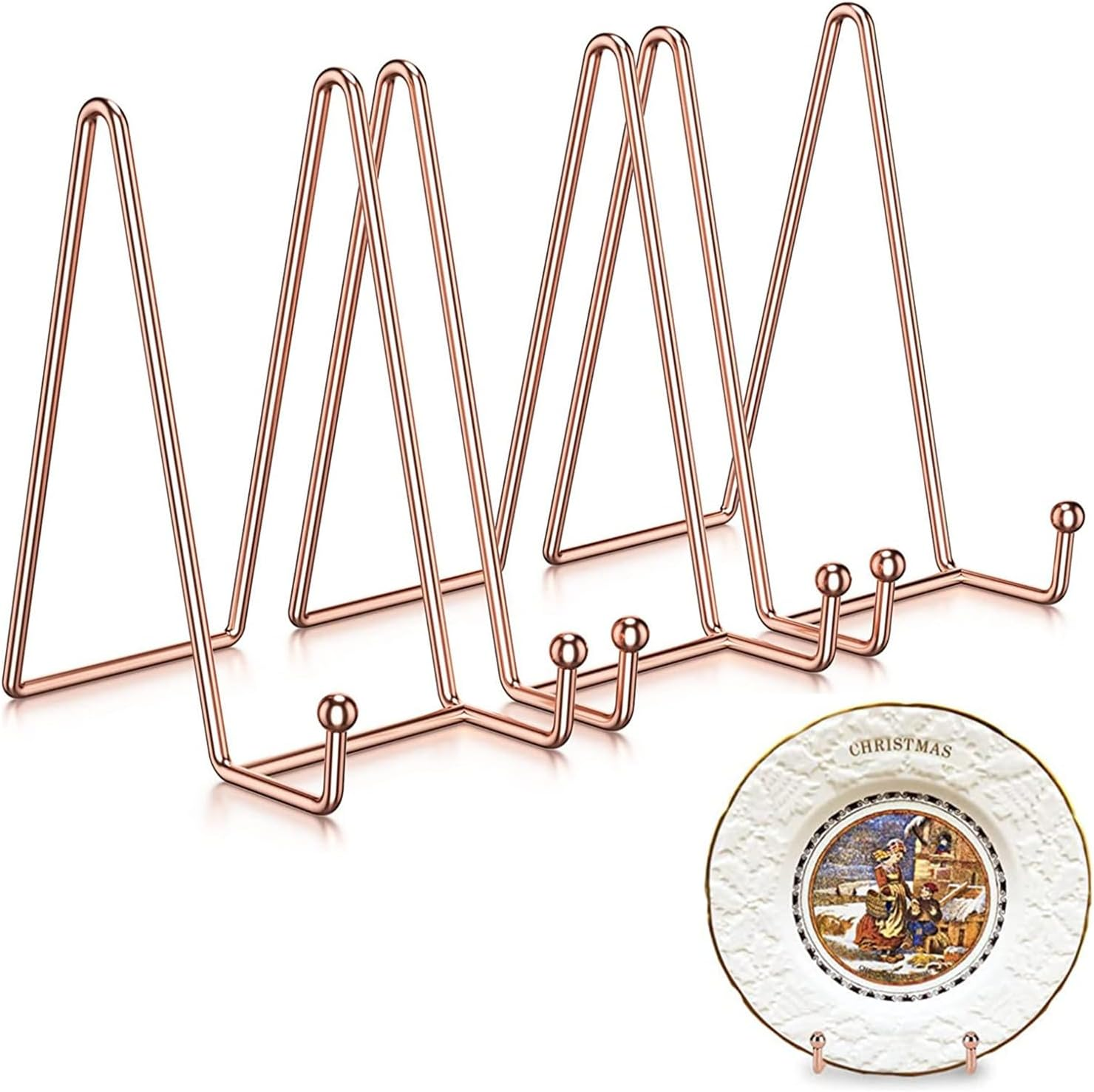 MEZOKUCEL3 Pack Metal Display Stand, Decorative Plate Stand Holder, Premium Frame Holder Stand for Picture Book Photo Easel Tablets and Artistic Work (6 Inch, Rose Gold) image number 7