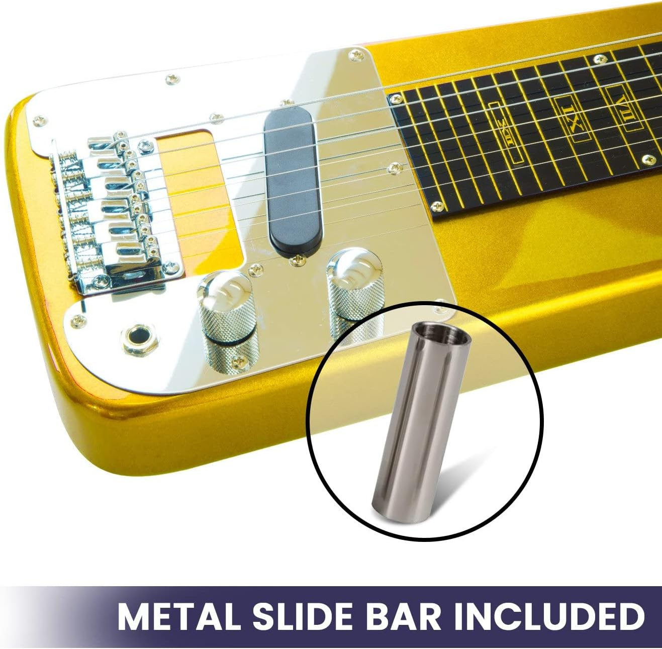 Karrera Guitar 6 String Lap Steel Slide Hawaiian and Blues Music - Metallic Gold image number 6