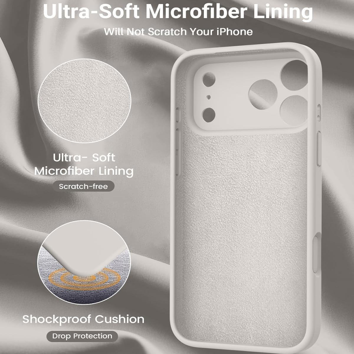 Ultra Protective Magnetic Silicone Case for Iphone 17 Pro Compatible for Magsafe, Full-Body Defense, Superior Shockproof Drop Protection Cover for Iphone17 Pro 6.3'' Stone image number 7