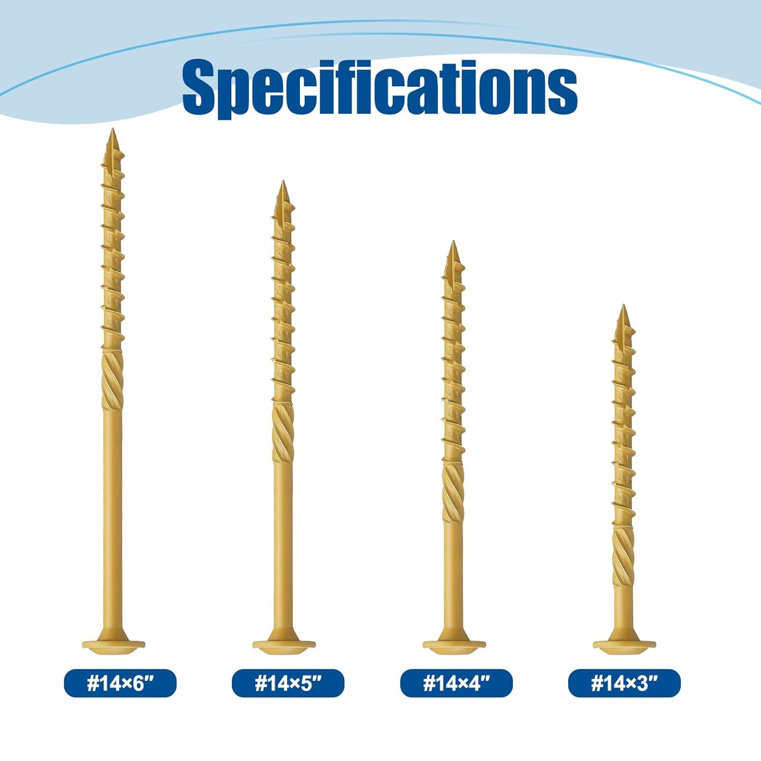 ANCHOREASE Lag Screws #14&times;4", 100PCS Heavy Duty Construction Screws, Rust Resistant, Washer Head, Bronze Coated External Wood Screws, Trusss Lag Screws, 2PCS T30 Star Bit Included image number 4