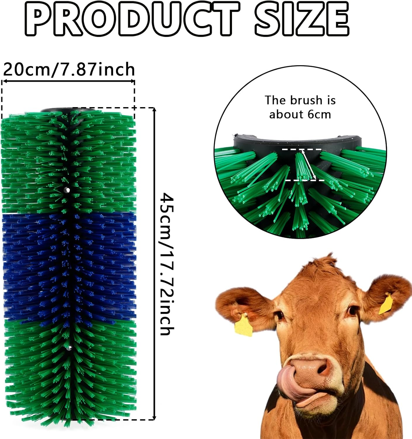 Livestock Scratching Brush, 17.7 X 7.8 Inch Large Cattle Brush Scratcher for Relieving Itching and Cleansing Massage, Livestock Scratching Brush for Horse, Elk, Cattle, Pig, Sheep (Green) image number 5
