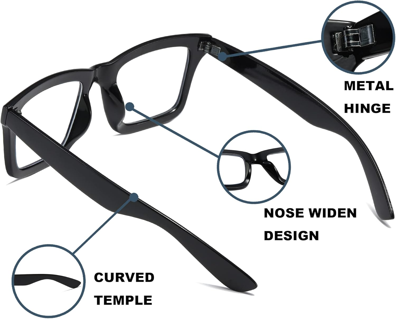 4 Pack Oprah Style Reading Glasses for Women Men Blue Light Blocking Computer Square Spring Hinge Readers