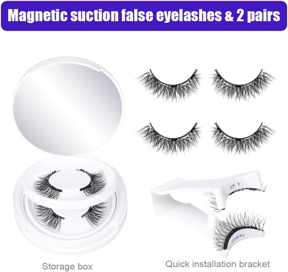 Reusable Magnetic Eyelashes Kit with Applicator - Magnetic Eyelashes Natural Look image number 1
