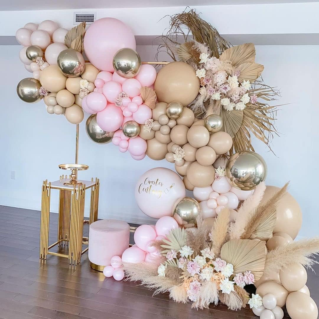 Luxurparty Double Stuffed Nude Beige Balloon Garland Apricot Brown Balloons Latex Arch Kit for Boho Baby Shower Jungle Theme Woodland Teddy Bear Birthday Party Decorations 18In 12In 5In image number 2