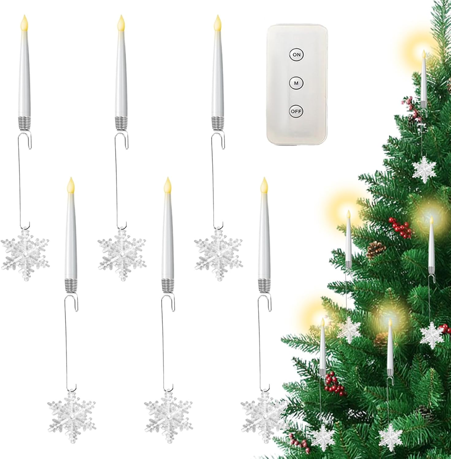 Clip on Candles for Christmas Trees | Fake Candles LED Lights Tree Ornaments - Christmas Decorations for Holiday Indoor Outdoor Home Fireplace Window Shelf Garden